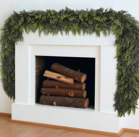 Hearth & Holly Real-Touch Cedar Garland — 6FT, 2-Pack