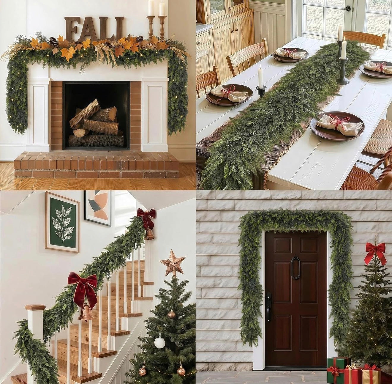 Hearth & Holly Real-Touch Cedar Garland — 6FT, 2-Pack