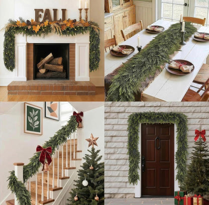 Hearth & Holly Real-Touch Cedar Garland — 6FT, 2-Pack
